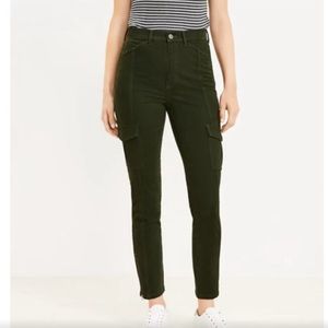 LOFT Dark Green High Waisted Cargo Pants (8)